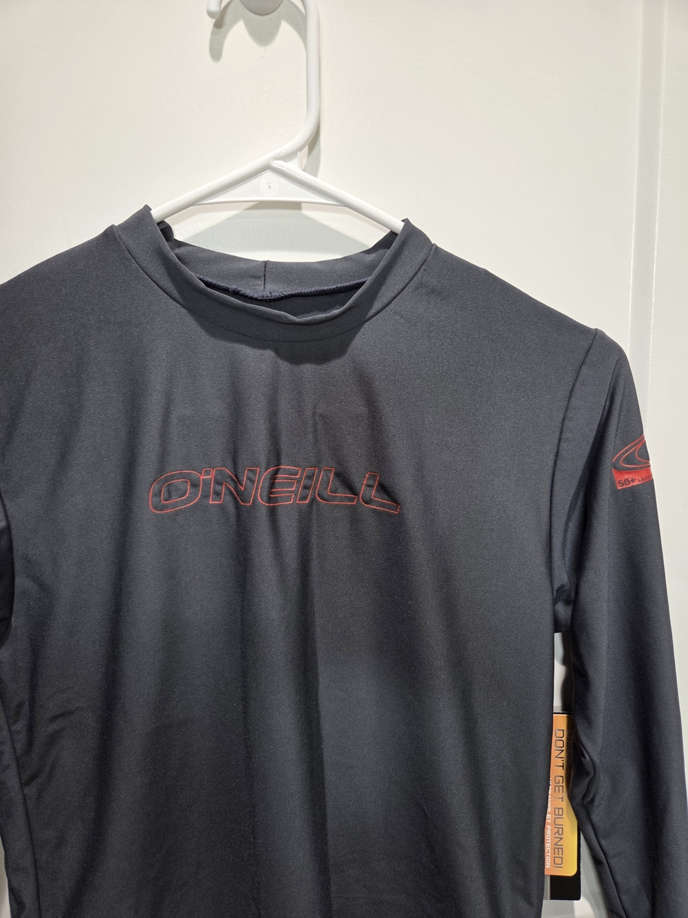 O'Neill Charcoal Rash Guard with Red Logo
